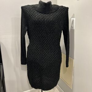 Apt 9 sweater dress size Large Black and Gold cowl neck shimmer
